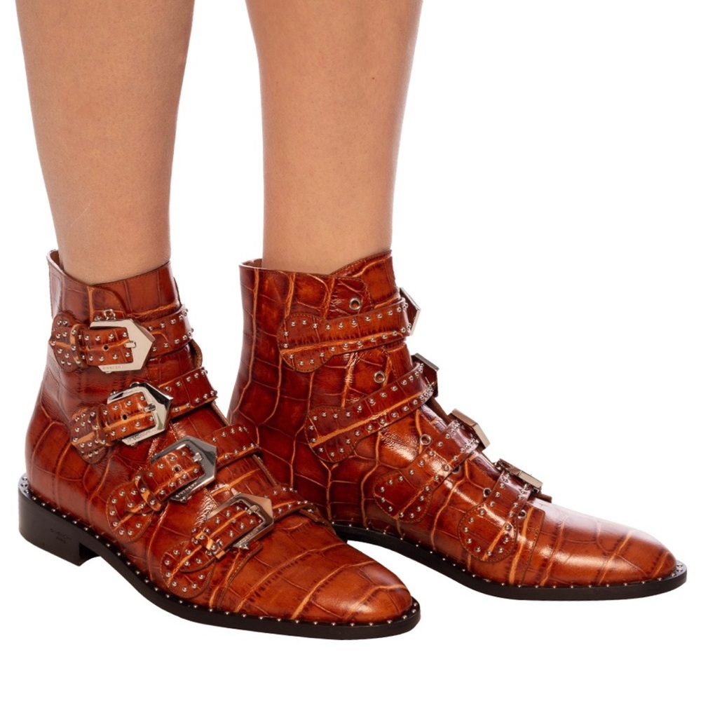 NIB Givenchy Studded Croc Leather Boots sz 38